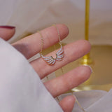 14k Real Diamond Wing Shape Ladies Necklace Bridal Jewelry Gift for Girlfriend