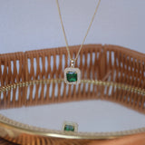 14k Square Necklace Emerald Zircon High End Banquet Party Jewelry Pendant