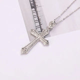 14k Jesus Cross Pendant Necklace with Diamond Charm
