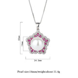 14mm Pearl Gemstone Pendant Necklace for Women Cocktail Party Jewelry