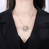 14mm Big Pearl Gemstone Pendant Necklace for Women High Carbon Diamonds