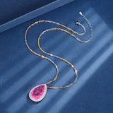 Pink Quartz Amethyst Pendant Necklace with Diamond Gemstone