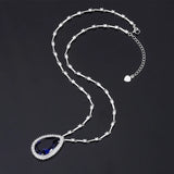 Sapphire Paraiba Tourmaline Pendant Necklace Lab Diamond Gemstone