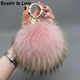 15cm Fluffy Real Fox Fur Ball Pom Poms Fur Pompom Ball High Keychain