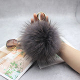 15cm Fluffy Real Fox Fur Ball Pom Poms Fur Pompom Ball High Keychain