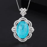 Ruby Paraiba Tourmaline Pendant Necklace for Women Gemstone Party Fine Jewelry