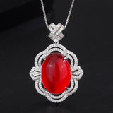 Ruby Paraiba Tourmaline Pendant Necklace for Women Gemstone Party Fine Jewelry
