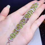 Olivine Amethyst Bracelet Silver Crystal Bangle Bridal Jewelry