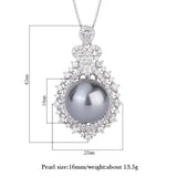 16mm Big Pearl Gemstone Pendant Necklace with High Carbon Diamonds