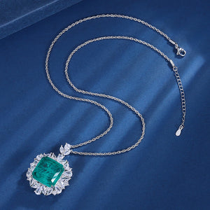 18mm Paraiba Tourmaline Pendant Necklace Lab Diamond Cocktail Party Jewelry