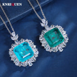 18mm Paraiba Tourmaline Pendant Necklace Lab Diamond Cocktail Party Jewelry