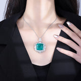 18mm Paraiba Tourmaline Pendant Necklace Lab Diamond Cocktail Party Jewelry