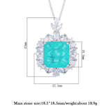 18mm Paraiba Tourmaline Pendant Necklace Lab Diamond Cocktail Party Jewelry