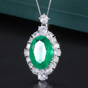 Emerald Paraiba Tourmaline Pendant Necklace for Women