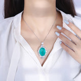 Emerald Paraiba Tourmaline Pendant Necklace for Women