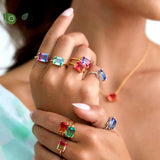 18K Adjustable Colored Moissanite Engagement Ring for Women