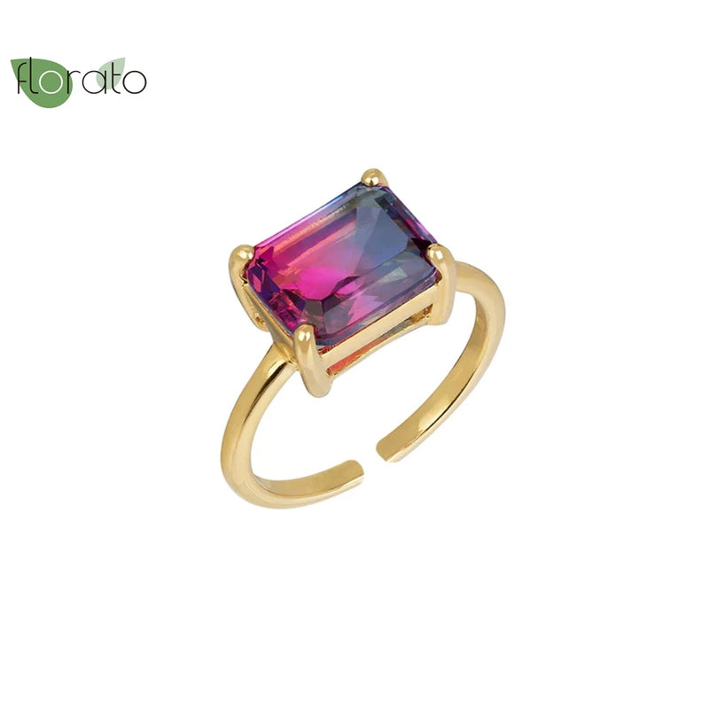 18K Adjustable Colored Moissanite Engagement Ring for Women