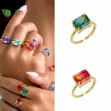 18K Adjustable Colored Moissanite Engagement Ring for Women