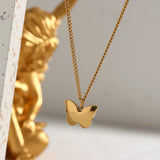 18K Plated Butterfly Pendant Choker Necklace for Women