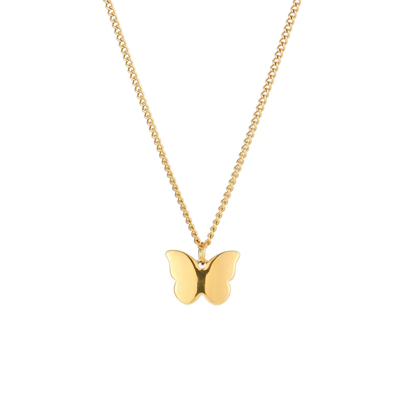 18K Plated Butterfly Pendant Choker Necklace for Women