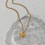 18K Plated Butterfly Pendant Choker Necklace for Women