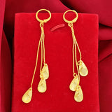 18K Yellow Stud Earrings Vietnam Sand Tassel Stud Earring