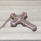 18K Rose Bible Jesus Cross Pendant Necklace Crucifix Charm Diamond Jewelry