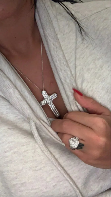 18K Rose Bible Jesus Cross Pendant Necklace Crucifix Charm Diamond Jewelry