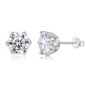 2 Carats Moissanite Earrings Studs Solid Silver 925 Classic Engagement Jewelry