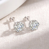2 Carats Moissanite Earrings Studs Solid Silver 925 Classic Engagement Jewelry