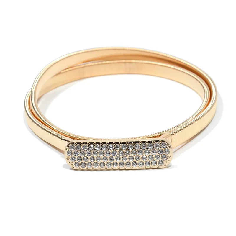 Japanese Rhinestone Buckle 1Cm Metal Thin Belt Ladies Spring Waist Chain