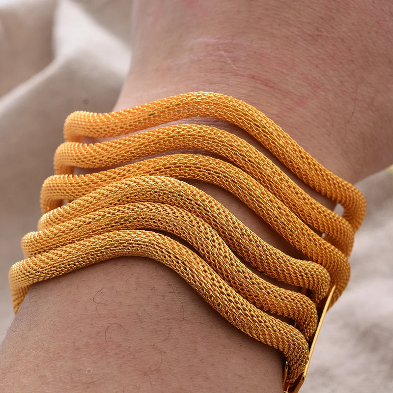 24K Dubai Bangles for Women Girls Bride Bracelet Gift