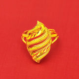 24K Copper Plated Leaf Hollow Openings Adjustable Finger Ring Wedding Jewelry