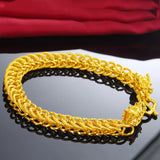 24K Yellow Bracelet Dragon Head Hand Chain Fine Jewelry