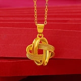 24K Yellow Plated Necklace for Women Lucky Knot Pendant Chain