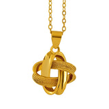 24K Yellow Plated Necklace for Women Lucky Knot Pendant Chain