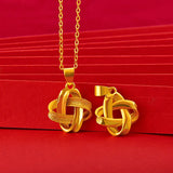 24K Yellow Plated Necklace for Women Lucky Knot Pendant Chain