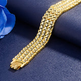 24k Men's Not Fade Bangle Bracelet Watchbands Coins Party Hot Rich