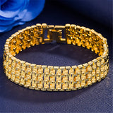 24k Men's Not Fade Bangle Bracelet Watchbands Coins Party Hot Rich