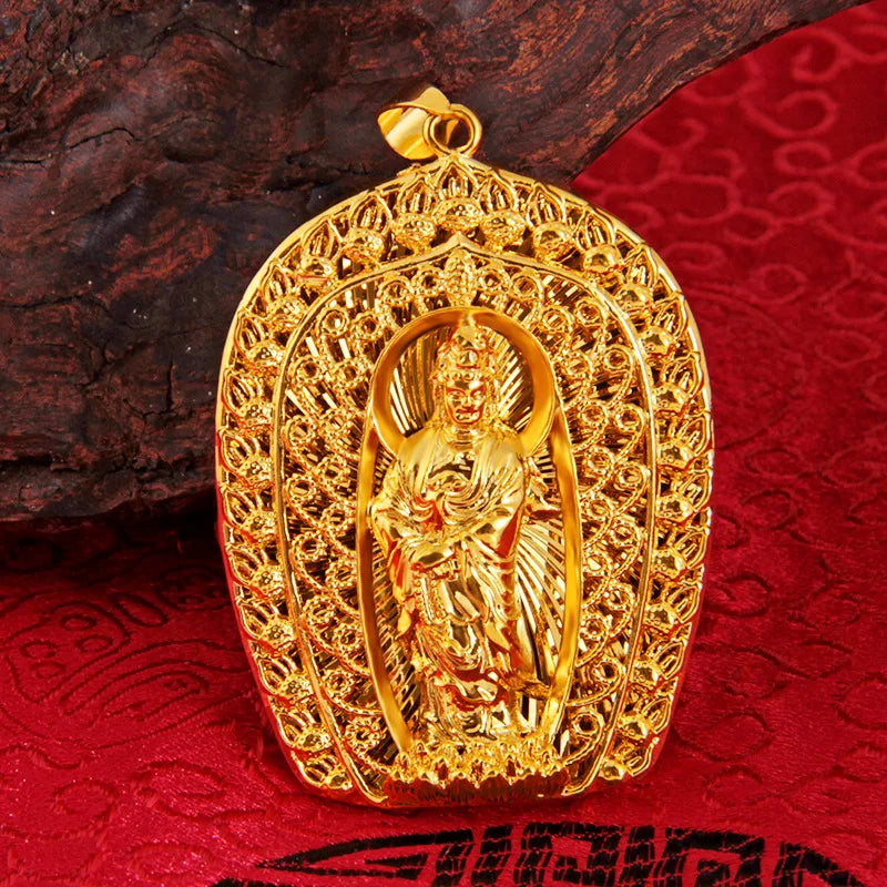 24k Pure Buddha Pendant Necklace for Women Men Thick Pendant