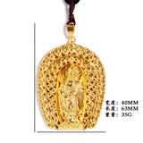 24k Pure Buddha Pendant Necklace for Women Men Thick Pendant