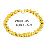24k Yellow Heart Shaped Bracelets for Women Hand Chain Fine Jewelry