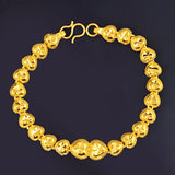 24k Yellow Heart Shaped Bracelets for Women Hand Chain Fine Jewelry