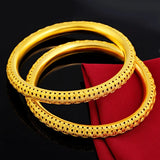 24k Yellow Plated Filigree Bracelet Bangle for Women