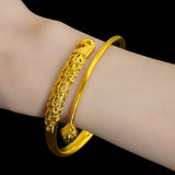 Vintage Embossed Peacock Bracelet - 24k Gold Plated