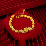 24k Yellow Plated Flower Bracelet - Elegant Jewelry Gift