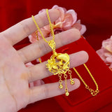 24k Gold Plated Goldfish Necklace for Women Pendant Clavicle Chain