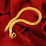 24k Yellow Plated Snake Bone Bracelet for Women