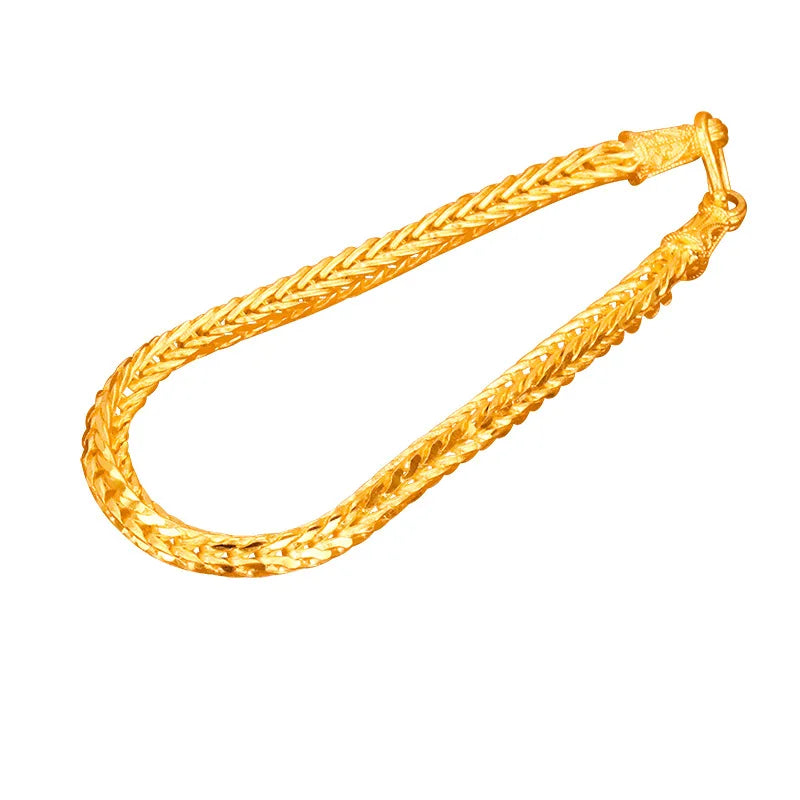 24k Yellow Plated Snake Bone Bracelet for Women