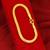 24k Yellow Plated Snake Bone Bracelet for Women